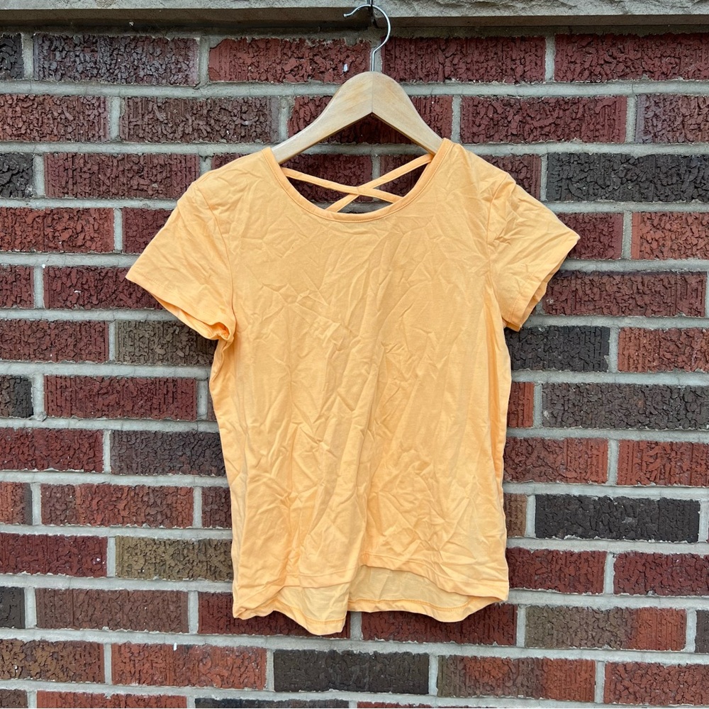 Old Navy Bright Orange Strappy Back Short Sleeve Top